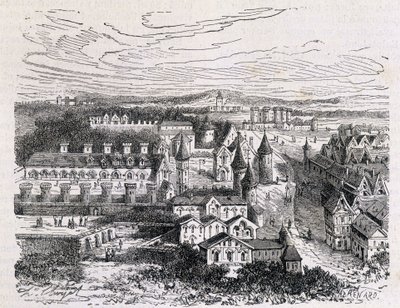 A Palais des Tournelles, a Hotel Saint Paul épületével szemben - metszet, 19. század vége alkotó: Unknown artist