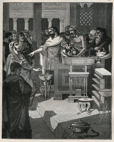 Caligula római császár (12-41) egy brokanterben Római Galliában. Metszet 1885-ből Adolphe BITARD „Les arts et metiers illustres” című könyvében. alkotó: Unknown artist