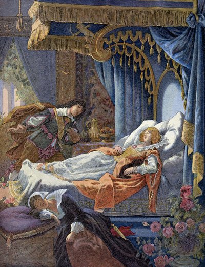 Perrault Csipkerózsika. 19. századi kromolitográfia. alkotó: Unknown artist