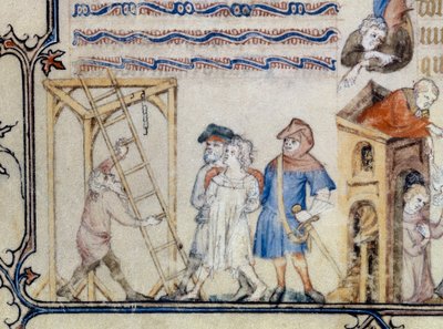 „Az akasztottak balladája”. Francois de Moncorbier dit Villon (1431/1432-1463) versét illusztráló miniatűr. 15. század (miniatűr) alkotó: Unknown artist