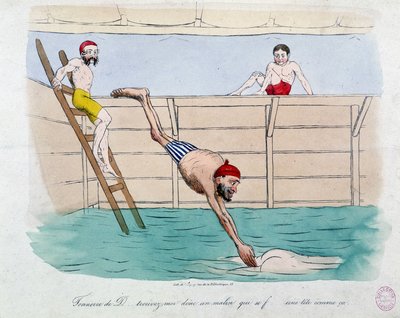 A fürdő: a párizsi nyilvános fürdők (úszómedencék) karikatúrája - 19. század, Carnavalet. alkotó: Unknown artist