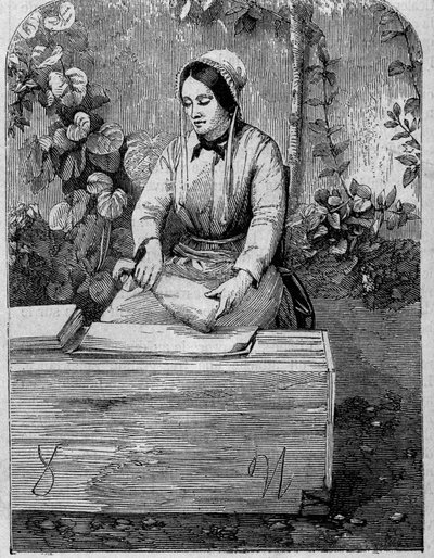 A pezsgő bor palackozása. Metszet 1864-ből. alkotó: Unknown artist
