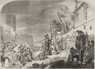 Nicholas Ridley és Hugh Latimer püspök felgyújtása az angliai Balliol College kapuja közelében, Oxfordban alkotó: Unknown artist