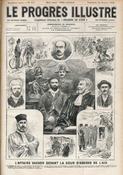 Joseph Vacher „” Shepherd Killer” (1869-1898) ügye az Ain Assisi Bíróság előtt – a „” The Progressive-Illustrous” címlapja, október 30. alkotó: Unknown artist