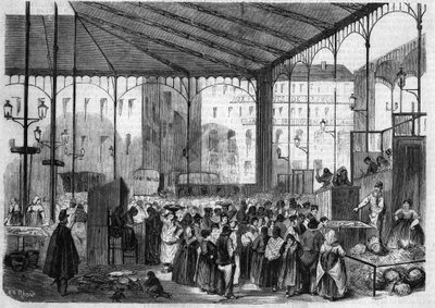 Párizs központi piaca: a halpiac 1858-ban. alkotó: Unknown artist