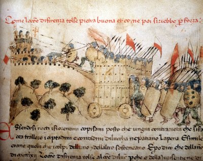 Firenze városa meghódította Pietrabuonát, amelyet Lucca lakói később – a „Croniche del Sercambi”-ban – 1400 körül birtokba vettek. Nemzeti Levéltár, Lucca. alkotó: Unknown artist