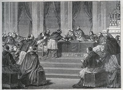 Franciaország és Olaszország lelkésze 1811. június 9-én Párizsban találkozott a Francia Nemzeti Tanács közgyűlésén, Fesch bíboros (1763-1839) elnökletével. alkotó: Unknown artist