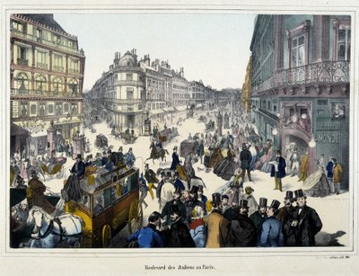 A tömeg a boulevard des Italians - metszet alkotó: Unknown artist