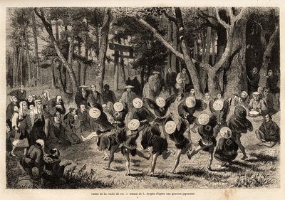A rizskör tánca, amely az év 10. hónapjában zajlik, a gabonanövényekhez kapcsolódik. Aime Humbert, a Svájci Államszövetség minisztere 1863–1864-es metszete a japán utazás szemléltetésére, megjelent a „le tour du monde” és alkotó: Unknown artist