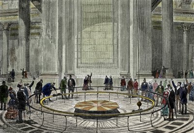 Leon Foucault híres inga tapasztalata 1851-ben, amely a párizsi Pantheonban mutatja be a Föld forgását. alkotó: Unknown artist