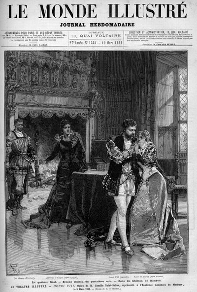 Az utolsó kvartett, a negyedik felvonás második festménye, amely a kimbolti kastély termében játszódik. Camille Saint Saens (Saint-Saens) Henrik VIII című operájának jelenete március 5-én a Nemzeti Zeneakadémián. alkotó: Unknown artist