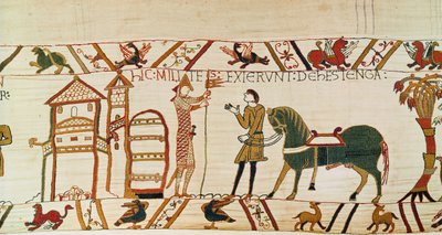 Hastings kapuja megnyílik a normannok előtt, hogy Harold ellen vonuljanak, Bayeux Gobelin (gyapjú hímzés vászonra) alkotó: Unknown artist
