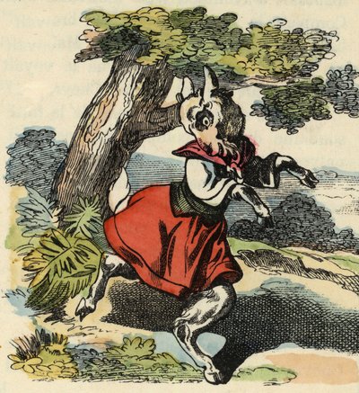A kecske, Little Chevy. A „Bon medor és a kis Chevrette” című mese illusztrációja. A „” Mesék otthonról a kicsiknek” c. századi névtelen metszet. alkotó: Unknown artist