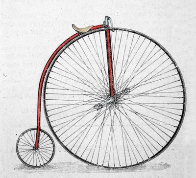 A grand biciklit, vagy grand bi-t (grand-bi) 1865 és 1870 között találták fel. alkotó: Unknown artist