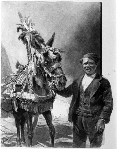 A szamár hámja a szicíliai tankokból a hagyományos ünnepségek során. századi metszet alkotó: Unknown artist