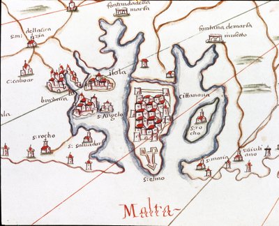 Málta szigete a St. Elmo erőddel (a Portulan de Castellini részlete alkotó: Unknown artist