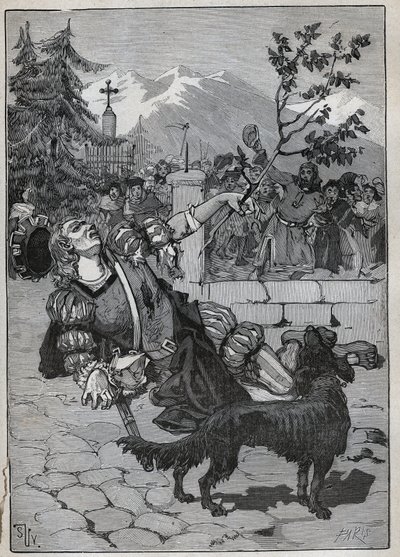 Fribourg hársfa: a Helvét Konföderáció egyik katonája Fribourgba érkezett, hogy 1476. június 22-én a csatamezőről származó hársággal bejelentette Svájc győzelmét Temeraire Károly ellen a morati csatában. A katona meghalt a alkotó: Unknown artist