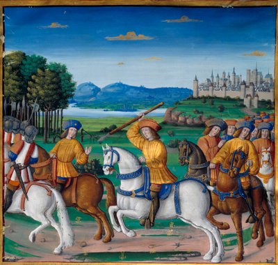 VI. Károly őrülete (1368-1422). 1392. augusztus 5-én a Le Mans-i erdőben a dühödt őrület rohamai kezdték átélni: hazaárulásért kiáltozva megtámadta saját csapatát, és megölt négy embert. Enguerrand de Monstrelet krónikái (1400. v.). alkotó: Unknown artist