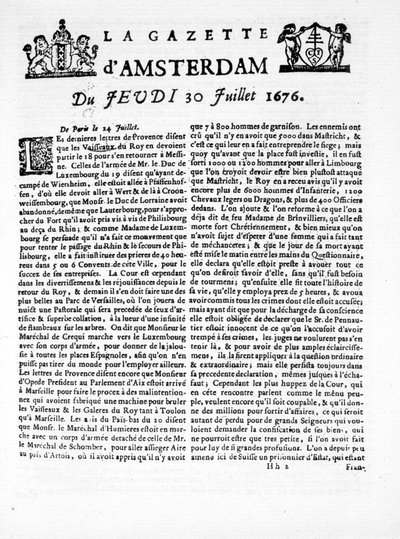 A „The Amsterdam Gazette” főoldala július 30-án, csütörtökön alkotó: Unknown artist