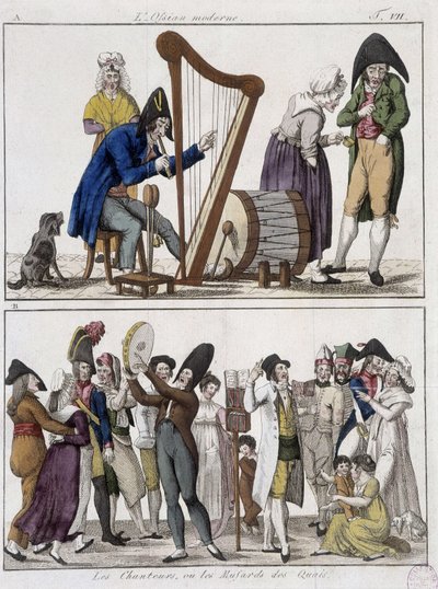 A modern Ossian (férfi zenekar) és "" Az énekesek vagy a dokkok mustárjai"" (Az utcák zenészei) - Epinal képe alkotó: Unknown artist