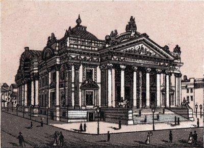 Az új brüsszeli tőzsde Belgiumban a „A világ 168 nézetet illusztrál” címmel, dátum nélkül (XIX. század vége) alkotó: Unknown artist