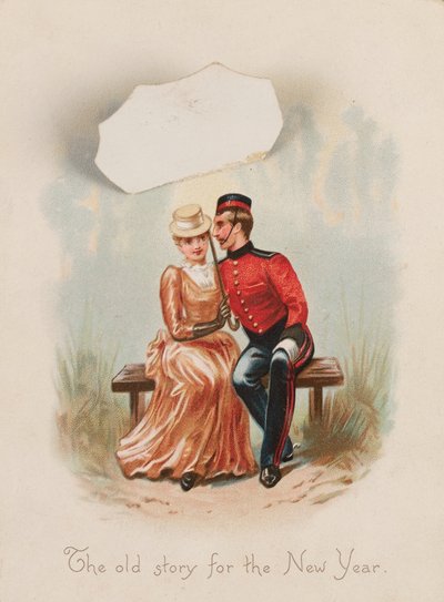 ?A régi történet az újévre?, Újévi üdvözlőlap, 1885 kb alkotó: Unknown