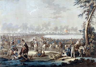 A Duna áthaladása 1809.07.06-án a 19. századi párizsi wagrami litográfiai csata során, Musee de l
