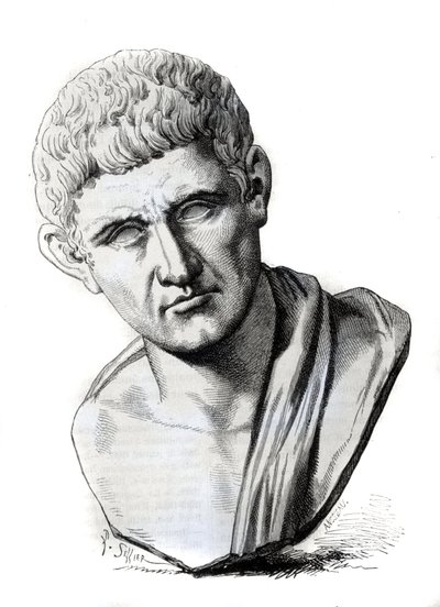 Arisztotelész filozófus (Kr. e. 384-322) a római Palazzo Spada szobra után. Metszet 19. század alkotó: Unknown artist