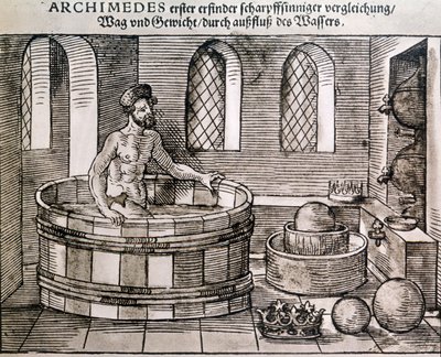 Arkhimédész elve (A testek tolóereje a vízben). alkotó: Unknown artist