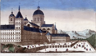 Az escurial (Escorial) királyi kolostora Spanyolországban, hátulról nézve. alkotó: Unknown artist