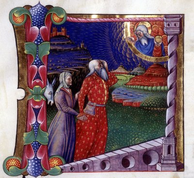 Noé áldozata. 15. századi antifónia. Biblioteca de Lodi alkotó: Unknown artist