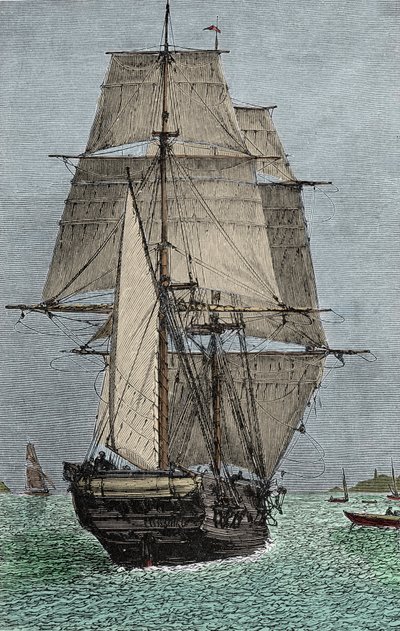 A „Beagle” hajó (expedíció, amelyben Darwin természettudósként vett részt alkotó: Unknown artist