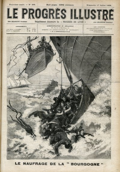 A Transatlantic hajótörése Az 1898. júliusi „Burgundi” metszet a „The illustrious progress””-ban. alkotó: Unknown artist