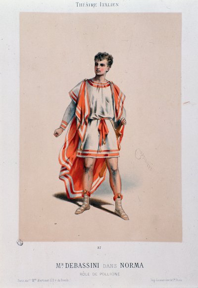 Az énekes, Achille De Bassini Pollionét adja elő a La Norma című operában alkotó: Unknown artist