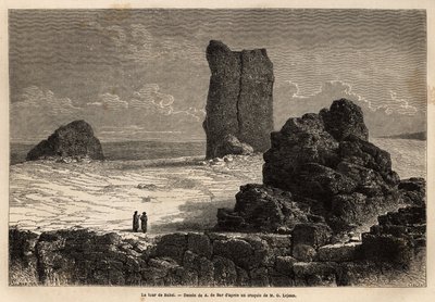 Birs Nimroud kirakati romjai, amelyeket az akkori bagdadi (Irak) turistaközösség Bábel mitikus tornyaként azonosított. Guillaume Lejean engravure pour illustrrer le voyage dans la Babylon, en 1866, „Le tour du monde, nouveau j” alkotó: Unknown artist