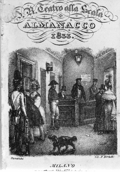 A teatro alla Scala jegypénztára, 1833-as almanach. alkotó: Unknown artist