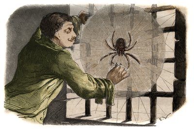 Paul Pellisson író (Paul Pellisson-Fontanier dit) (Pellisson Fontanier) (1624-1693) megszelídít egy araignee-t a Bastille-i börtönben. Metszet 1858-ból a „Le Musee Des Sciences”-ben alkotó: Unknown artist