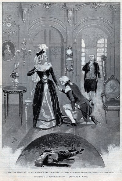 Theatre illustrious - "" A királynő nyaklánca"" (Affair) Pierre Decourcelle drámája, Alexandre Dumas pere - "" A királynő nyaklánca"" darab 5 felvonásban és 13 festményben, Párizs, 1895. január 31., Theater de la Porte Saint-Martin alkotó: Unknown artist