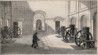 Thonnelier pénznyomda a párizsi La Monnaie-ban - metszet 1877-ből alkotó: Unknown artist