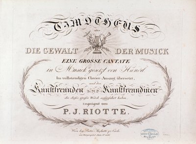 G. F. Händel Timotheus című kottájának címlapja (1812) alkotó: Unknown artist