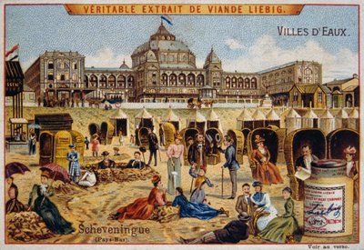 Turisták egy strandon Scheveningenben, Hollandia alkotó: Unknown artist