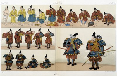 Hagyományos japán szamuráj ruházat – Racinet „A történelmi jelmez”-ben alkotó: Unknown artist