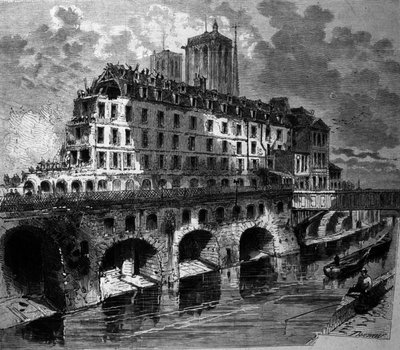 Párizs átalakulásai a második birodalom alatt, Haussmann-művek: Az egykori Hotel Dieu lebontása. alkotó: Unknown artist