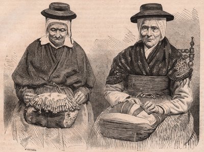 Két orsós csipkekészítő Puy-en-Velay (Haute-Loire) Auvergne-ben, Franciaországban alkotó: Unknown