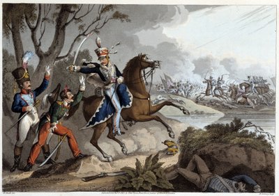Két francia tiszt fogságba esett az albuera-i csatában – Edward Orne „Történelmi, katonai és haditengerészeti anekdotáiban...” alkotó: Unknown artist