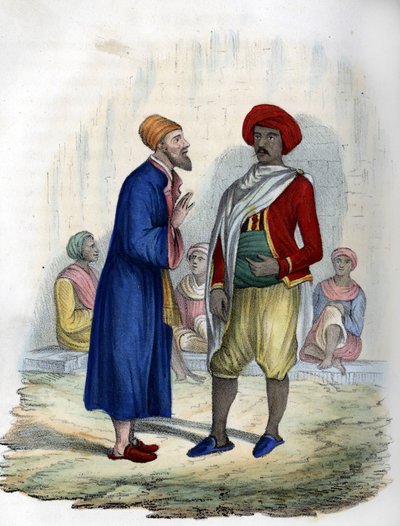 Két férfi Algír utcáin 1830-ban. Léon Galibert „L