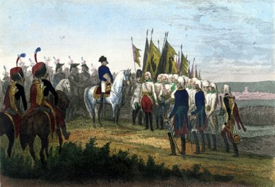Ulm megadása. 1805.10.20. Az osztrák hadsereg legyőzte Napóleon csapatait. századi metszet. alkotó: Unknown artist