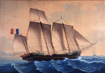 Lugger vagy dagályvadász (chasse-maree) ""Jeune Marie - Vannes"" alkotó: Unknown artist