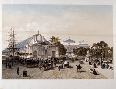 1855. évi egyetemes kiállítás: Iparpalota – Litográfia alkotó: Unknown artist