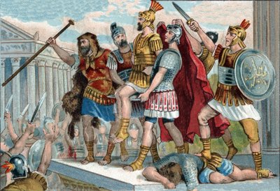 Vespasianust (latinul Titus Flavius Vespasianus) (9-79) katonái császárrá kiáltották ki. Kromolitográfia 1890 körül. alkotó: Unknown artist